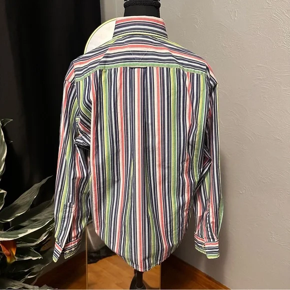 Vintage Tommy Hilfiger Multicolor Striped Button-Down Shirt | Men’s M - Picture 6 of 9